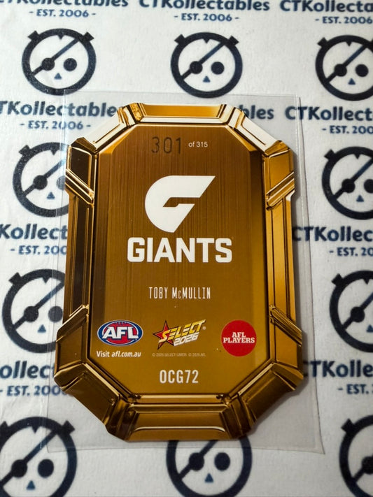 2026 Select AFL Footy Stars Octane Gold Die-Cut Toby McMullin OCG72 #301/315