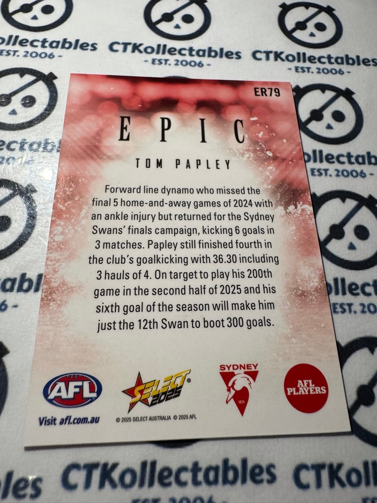 2025 AFL Footy Stars EPIC Tom Papley #ER79 Swans