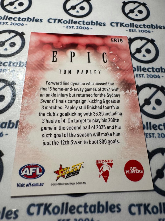 2025 AFL Footy Stars EPIC Tom Papley #ER79 Swans