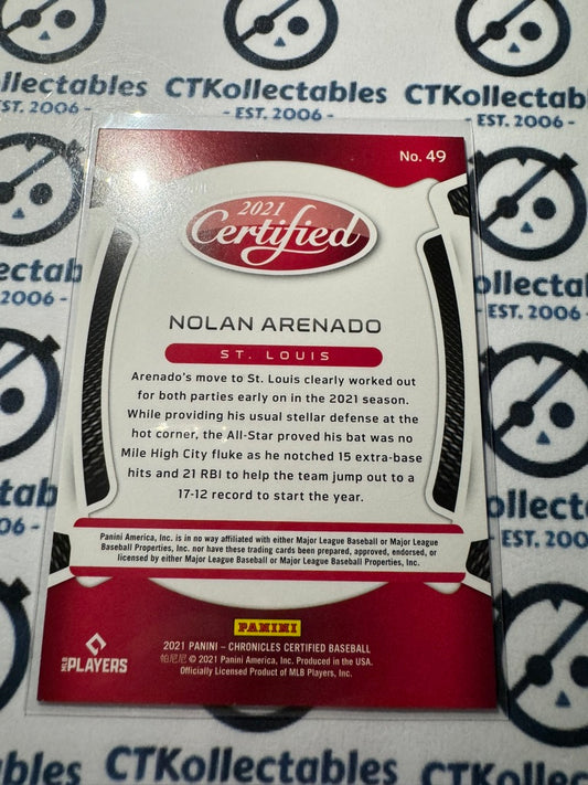 2021 Chronicles MLB Baseball Certified Nolan Arenado #49 St Louis
