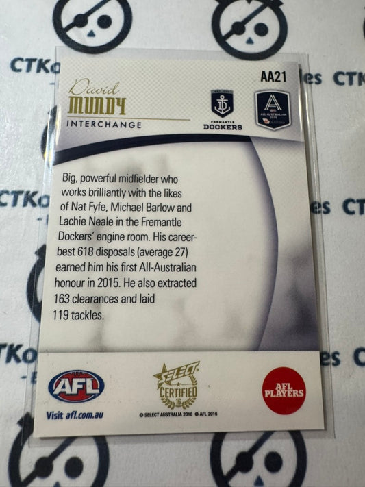 2016 AFL Select Certified David Mundy All Australian #AA21 Dockers