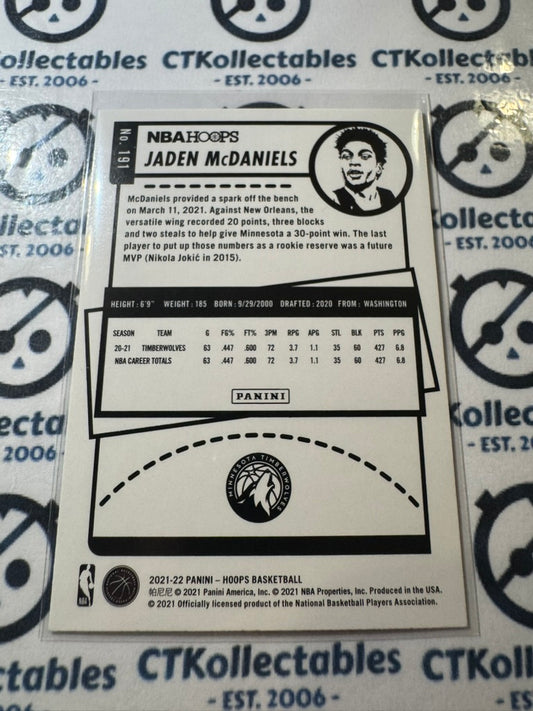 2021-22 NBA Panini Hoops Jaden McDaniels Teal Explosion #191 Timberwolves