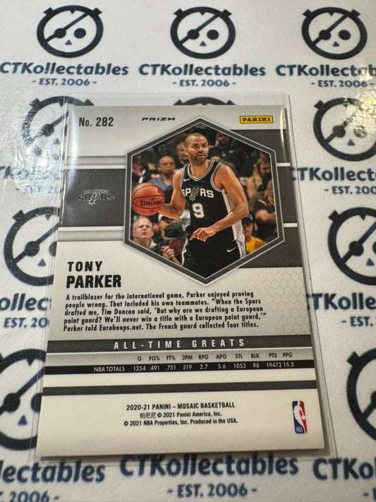 2020-21 NBA Panini Mosaic Tony Parker Pink Prizm All Time Greats #282 Spurs