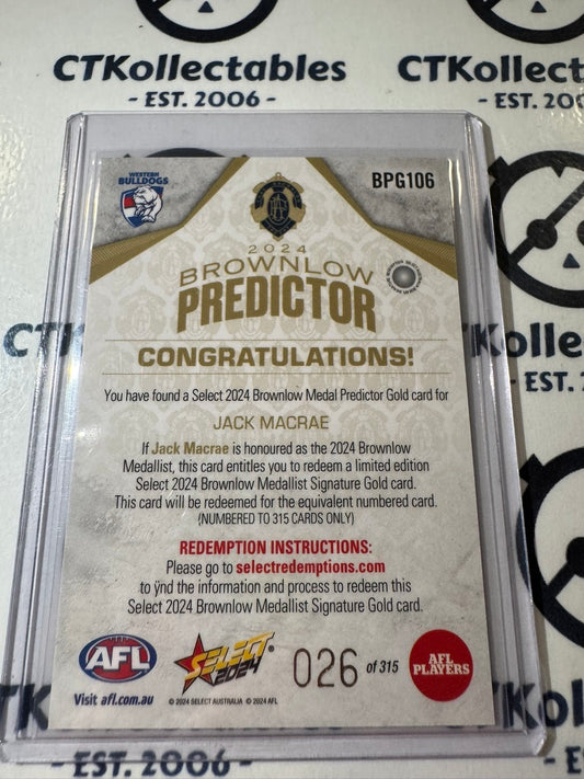 2024 AFL Footy Stars - Jack Macrae - Brownlow Gold #026/315 Bulldogs