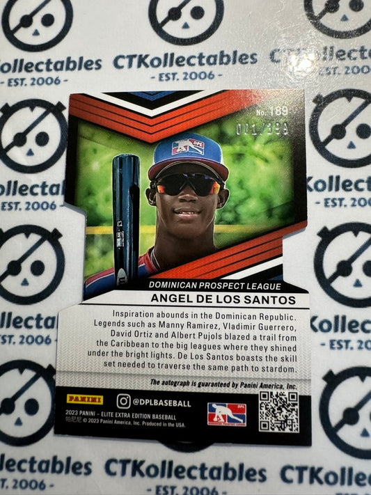 2023 Panini Baseball Elite Extra #001/399 Angel De Los Santos Auto Die Cut
