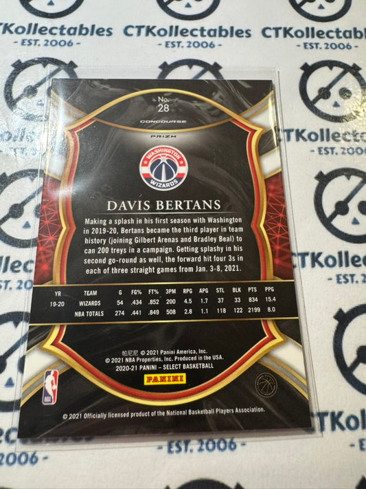 2020-21 Panini NBA Select Davis Bertans Red Orange Flash Concourse #28 Wizards