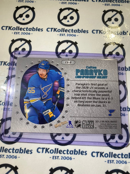 2021/22 Skybox NHL Metal Universe Colton Parayko #CG-8 Blue