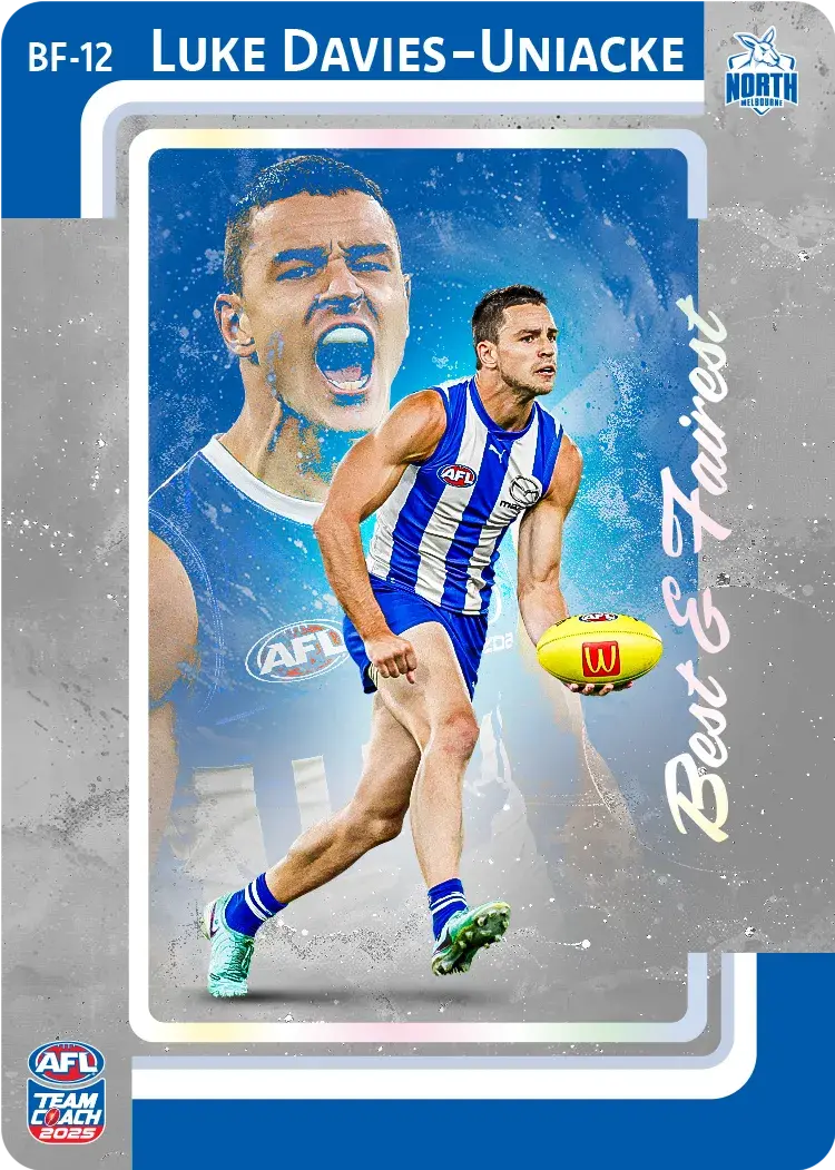 2025 AFL Teamcoach Luke Davies-Uniacke Best & Fairest BF-12 Kangaroos