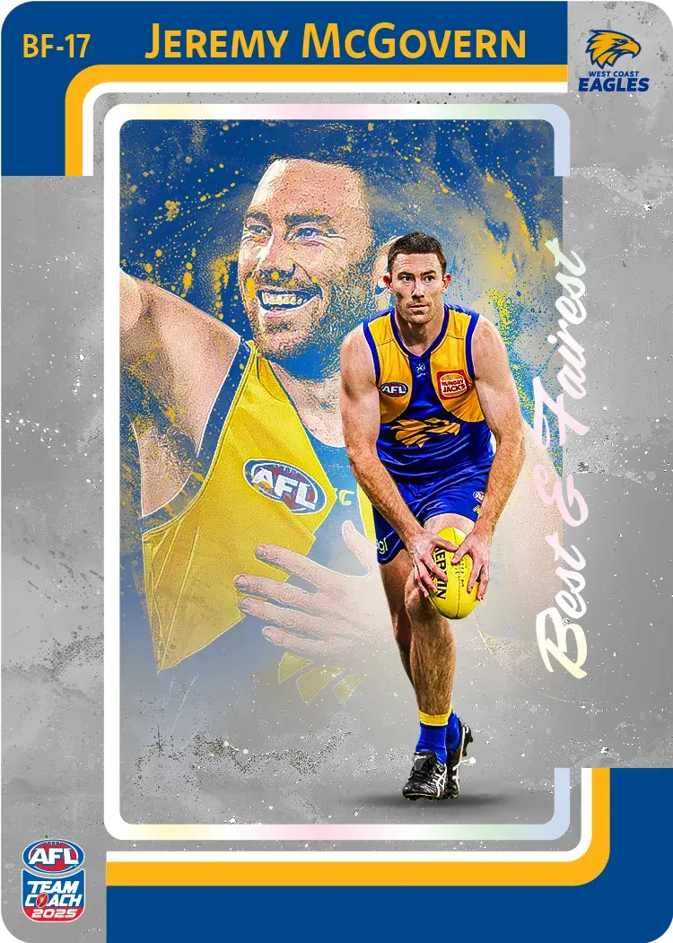 2025 AFL Teamcoach Jeremy Mcgovern Best & Fairest BF-17 Eagles