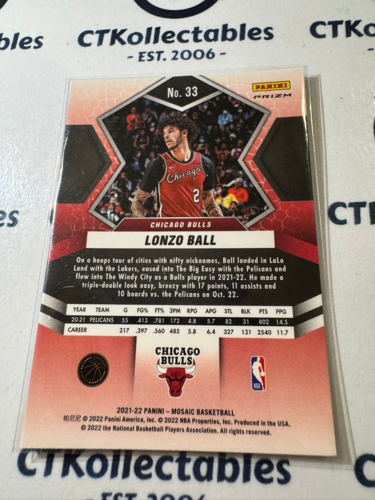 2021-22 Panini Nba Mosaic Lonzo Ball Green Prizm #33 Bulls