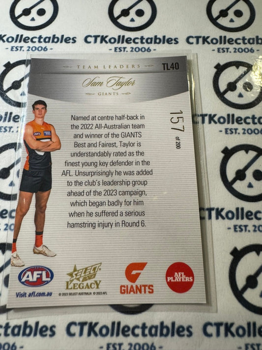 2023 AFL Legacy Sam Taylor Team Leaders #157/200 Giants