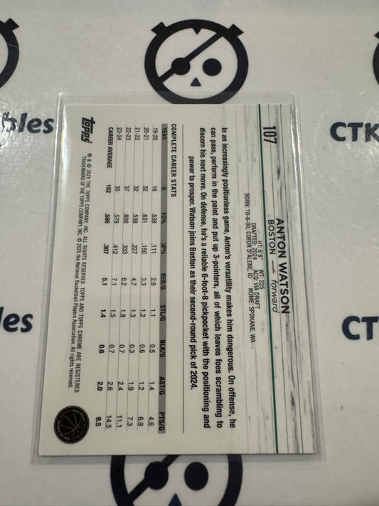 2024/25 Topps NBA Chrome Anton Watson Rookie Base #107 Boston