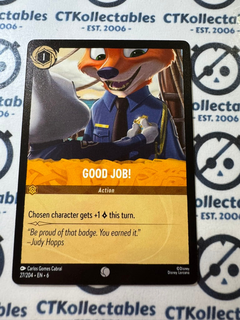 2024 DISNEY LORCANA Azurite Sea - Good Job! #27/204 NON FOIL Game Card