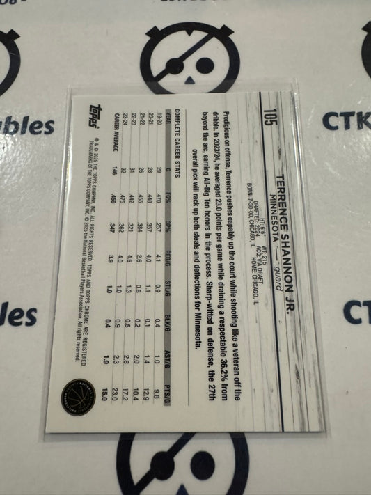 2024/25 Topps NBA Chrome Terrence Shannon Jr. Rookie Base #105 Minnesota