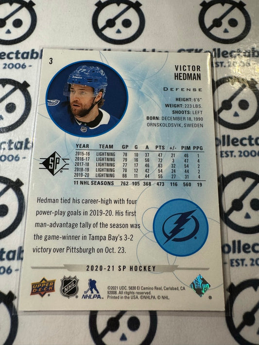 2020-21 NHL SP Hockey Victor Hedman Blue Parallel #3 Lightning
