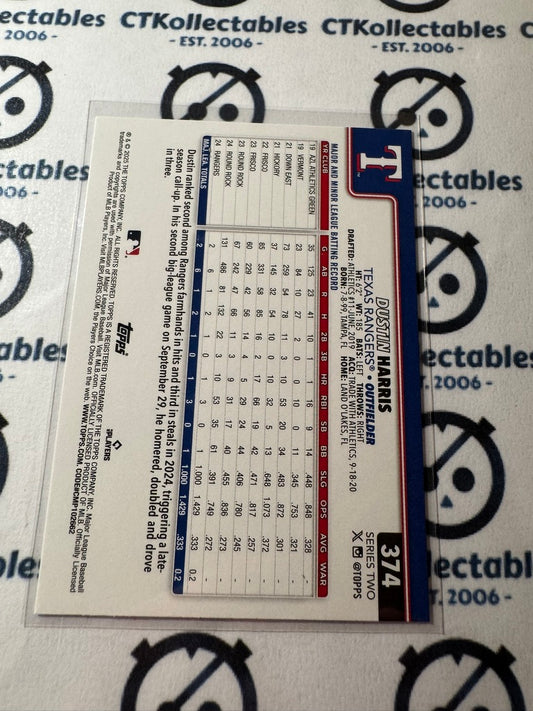 2025 Topps Series 2 Baseball Dustin Harris rookie RC #374 Rangers