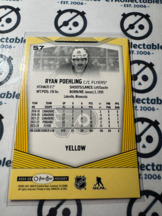 2024-25 O-Pee-Chee Hockey YELLOW BORDER #57 Ryan Poehling Philadelphia Flyers