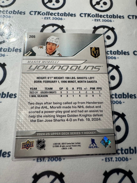 2024-25 Upper Deck Hockey Series 1 Young Guns Mason Morelli #205 Golden Knights