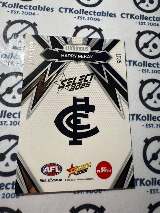 2025 AFL Footy Stars Luminous Lightning Gold Harry Mckay #319/399 Blues LT35