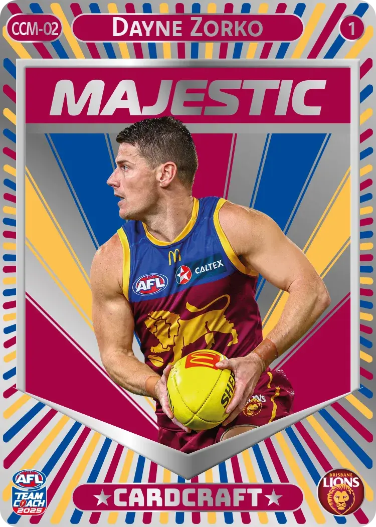 2025 AFL Teamcoach Dayne Zorko Majestic Cardcraft #1 CCM-02 Lions