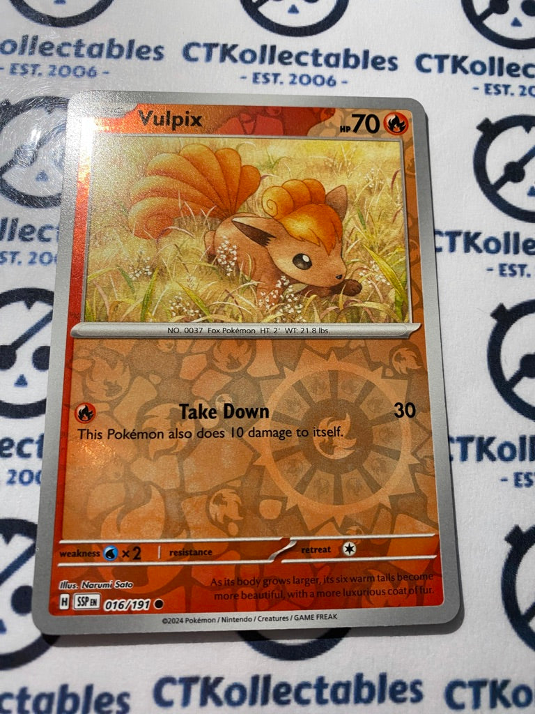 Vulpix Reverse Holo #016/191 Surging Sparks Pokmon TCG 2024 CTKollectables Vulpix Reverse Holo #016/191 Surging Sparks Pokmon TCG 2024 CTKollectables
