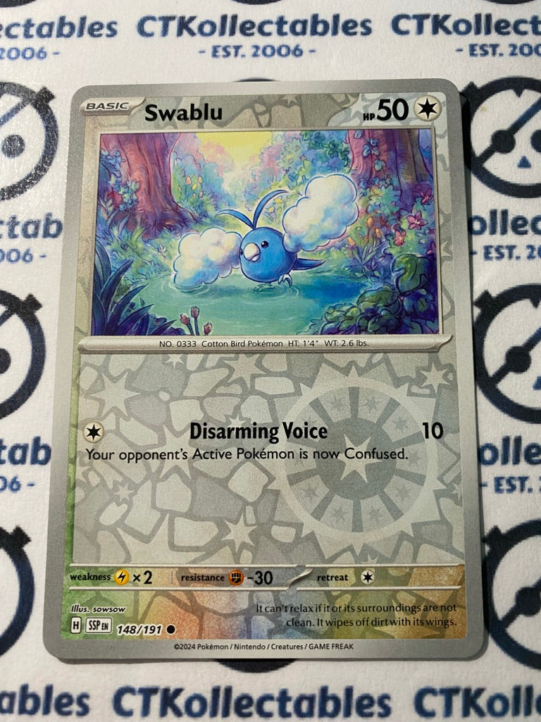 Swablu Reverse Holo #148/191 Surging Sparks Pokémon TCG 2024