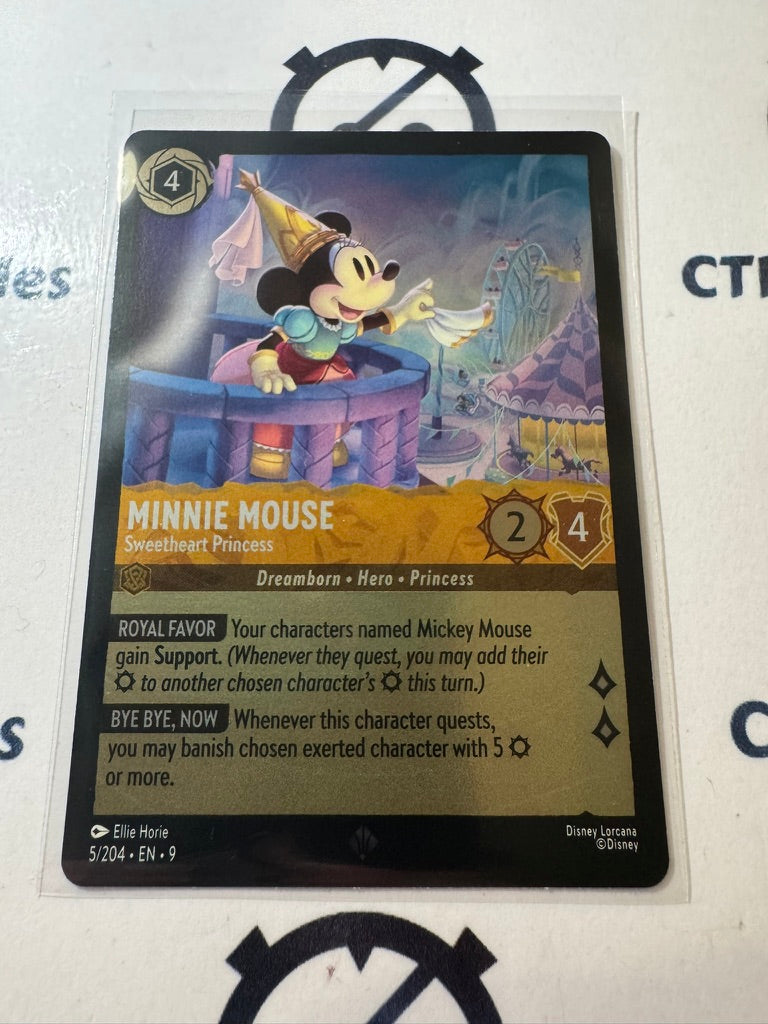 Disney Lorcana -Fabled COLD FOIL -5/204 Minnie Mouse – Sweetheart Princess SR