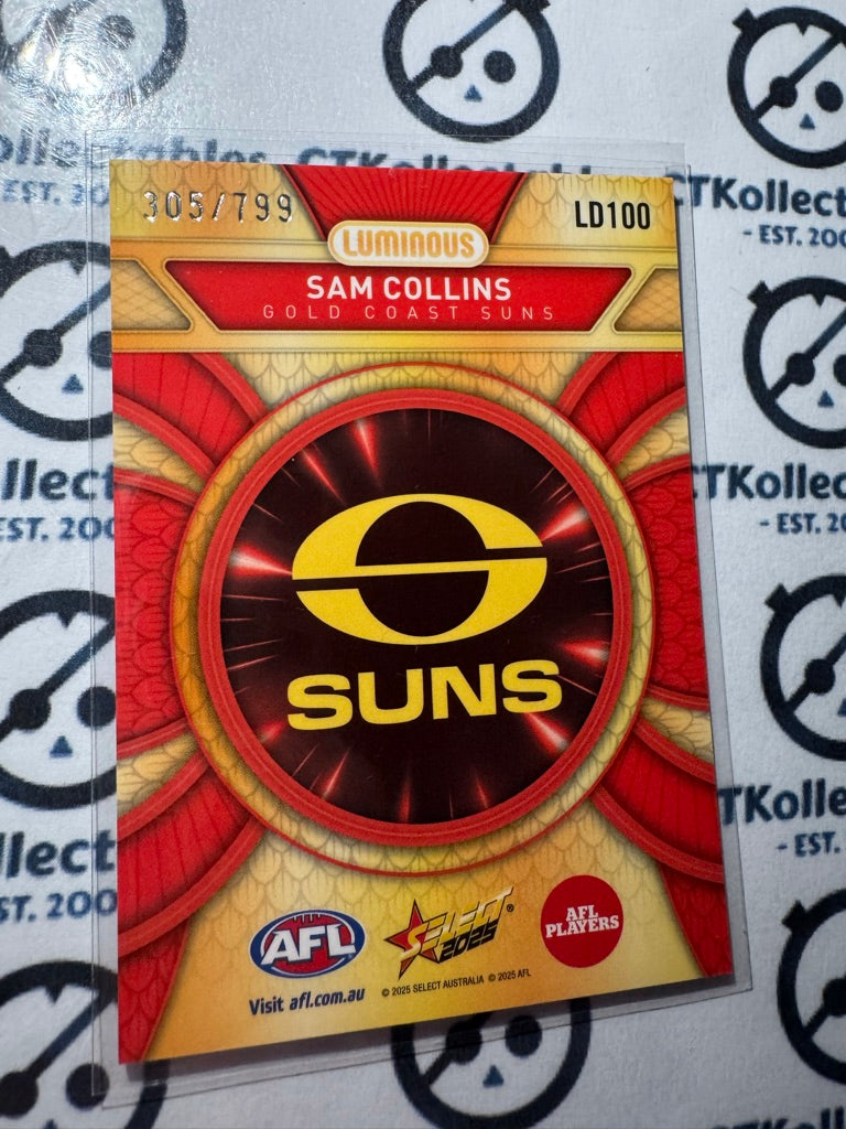 2025 AFL Footy Stars Luminous Sam Collins #LD100 Dragon Scales #305/799 Suns