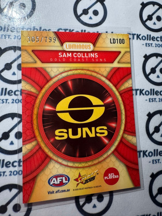 2025 AFL Footy Stars Luminous Sam Collins #LD100 Dragon Scales #305/799 Suns