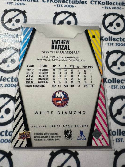 2022-23 Upper Deck NHL Allure Matthew Barzal White Diamond #98 Islanders