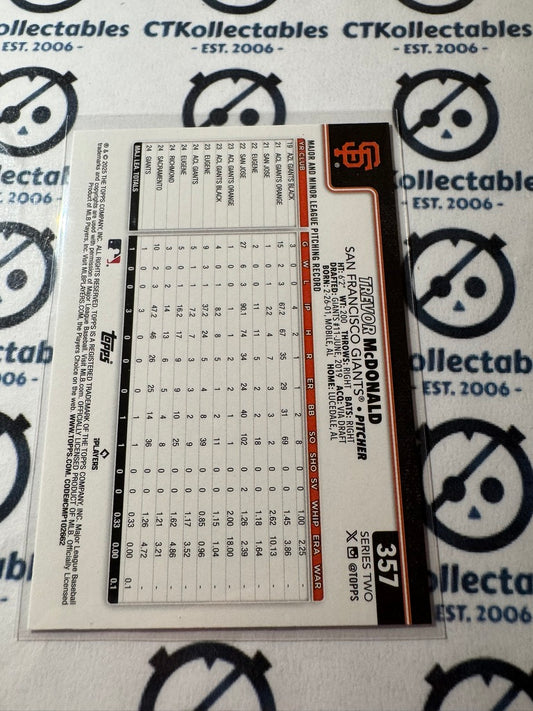 2025 Topps Series 2 Baseball Trevor McDonald rookie RC #357 Giants