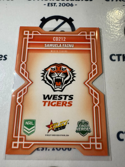 2026 Select NRL League Heroes Colours Diecut #CD212 Samuela Fainu tigers