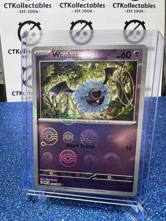 WOOBAT POKE BALL REVERSE HOLO SCARLET & VIOLET WHITE FLARE #036/086 POKEMON