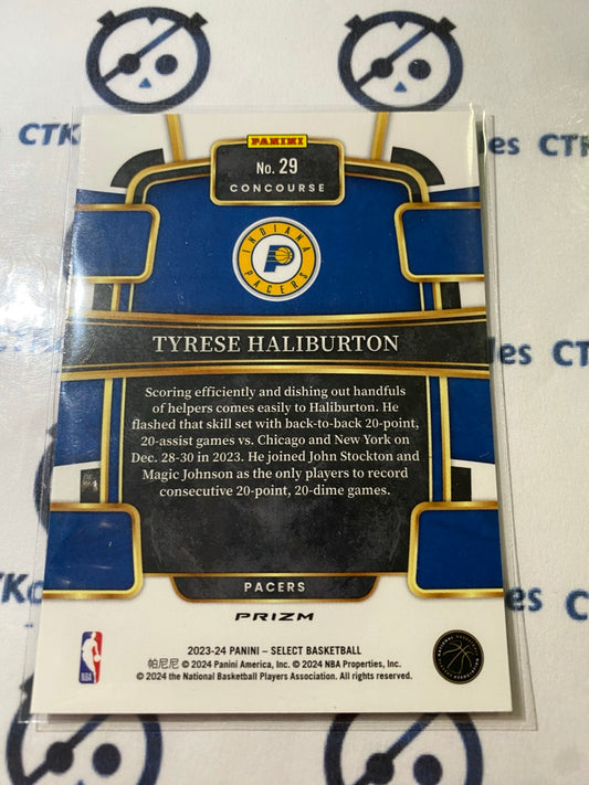 2023-24 Panini NBA Select Tyrese Haliburton Green, White & Purple Prizm #29