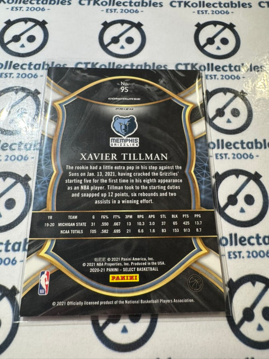 2020-21 NBA Select Xavier Tillman rookie RC Blue Prizm Concourse #95 Memphis