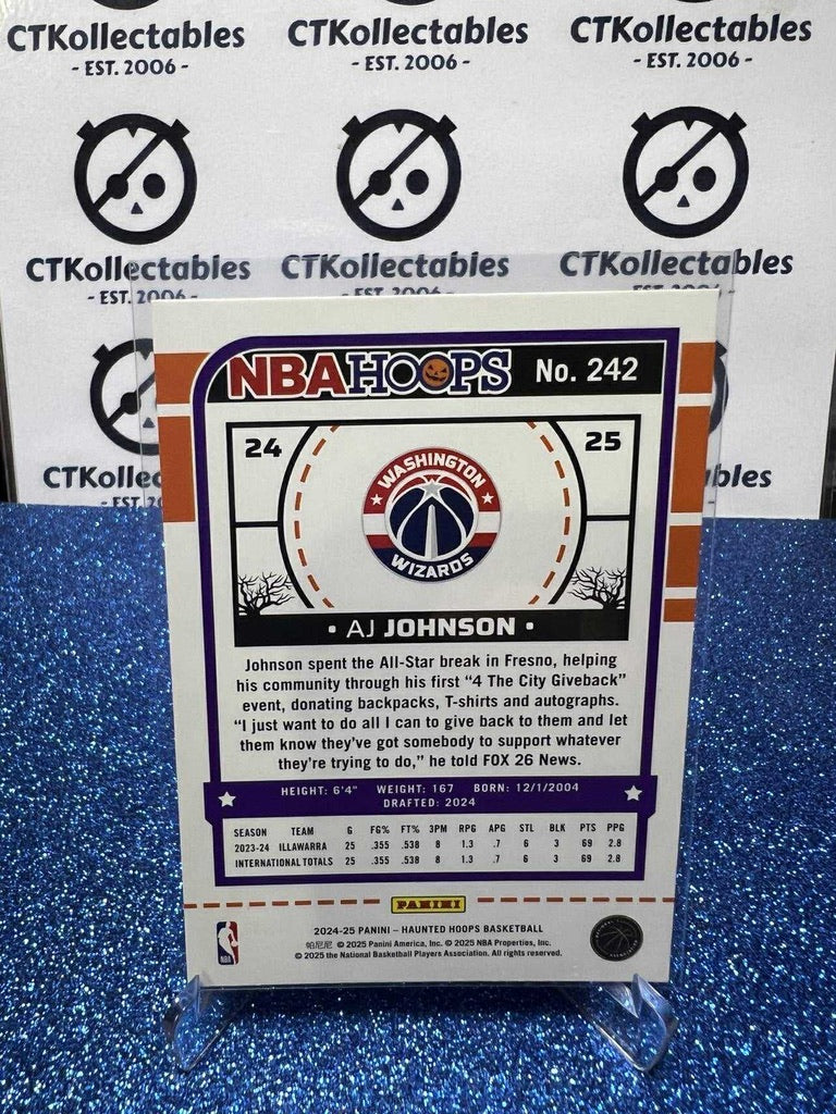 2024-25 Panini NBA HAUNTED HOOPS Rookie Card Orange Pumpkin #242 AJ Johnson