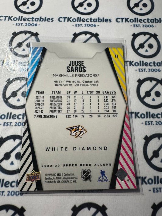 2022-23 Upper Deck NHL Allure Juuse Saros White Diamond #11 Predators