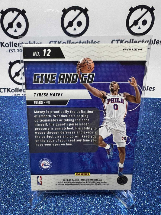 2024-25 Panini Mosaic Give and Go Green Prizm # 12 Tyrese Maxey 76ers
