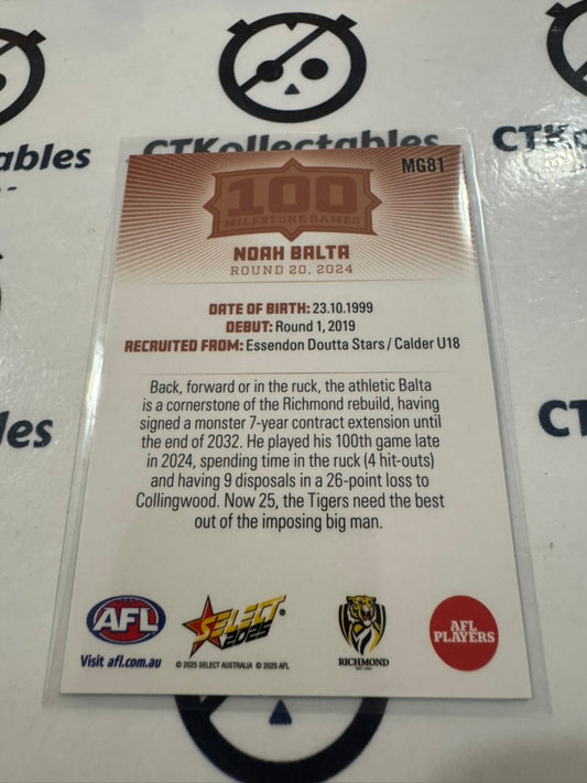 2025 AFL Footy Stars Milestone Noah Balta MG81 Tigers