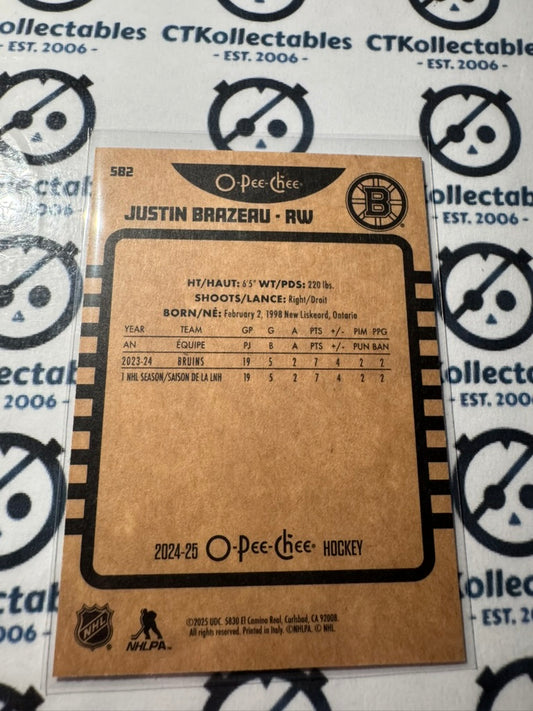 2024-25 O-Pee-Chee Hockey RETRO #582 Justin Brazeau Boston Bruins