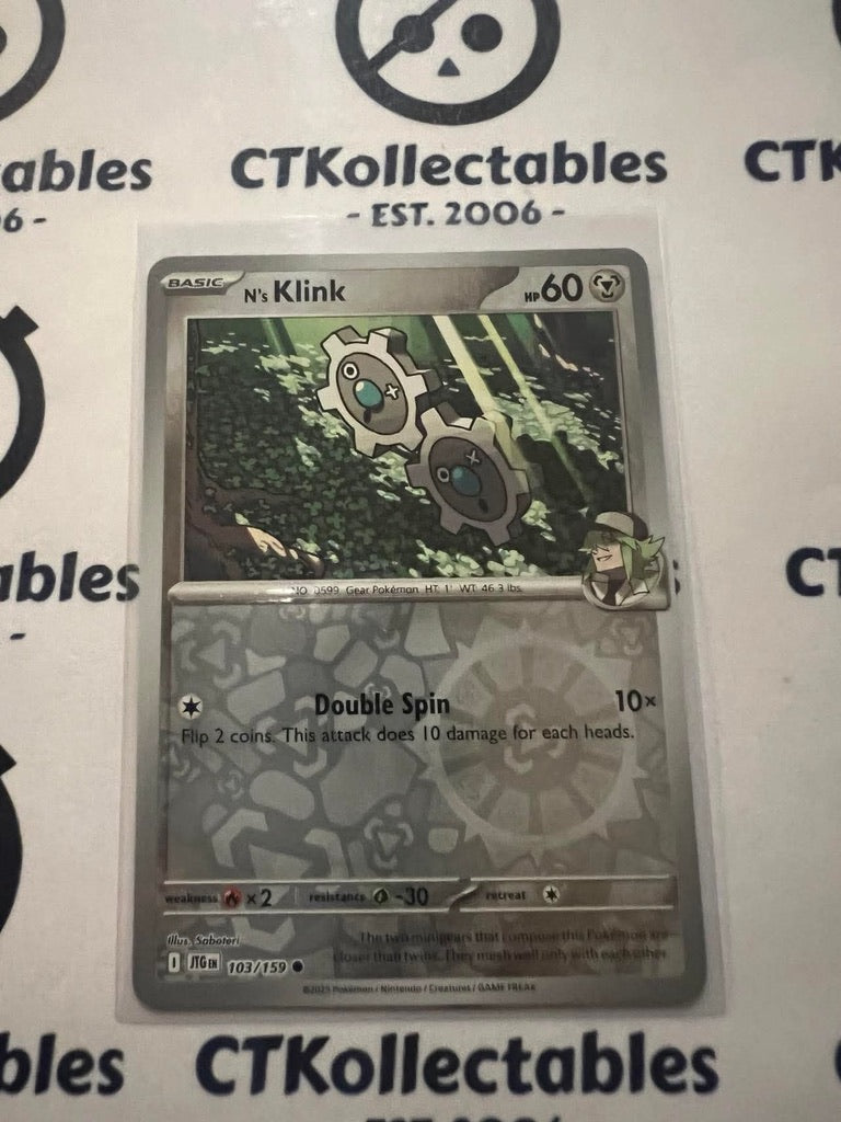 N's Klink Reverse Holo #103/159 Journey Together Pokemon Card TCG