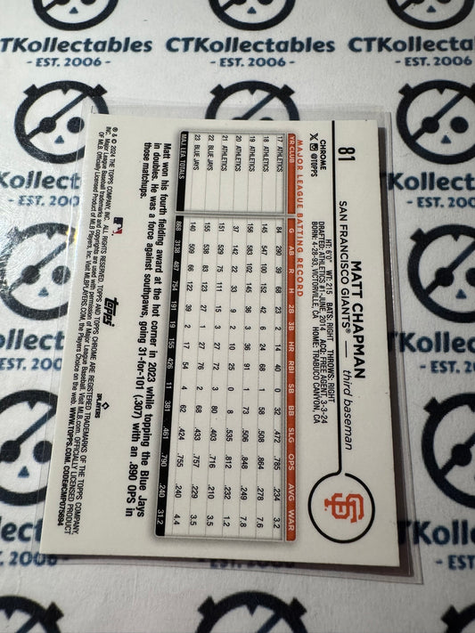 2024 Topps Chrome Baseball Matt Chapman X-Fractor #81 Giants