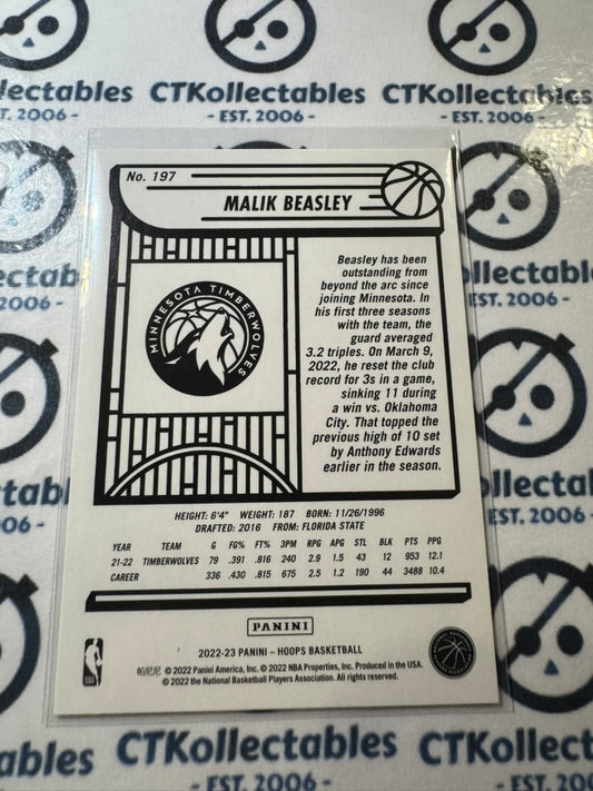 2022-23 NBA Panini Hoops Malik Beasley Neon Green #197 Timberwolves