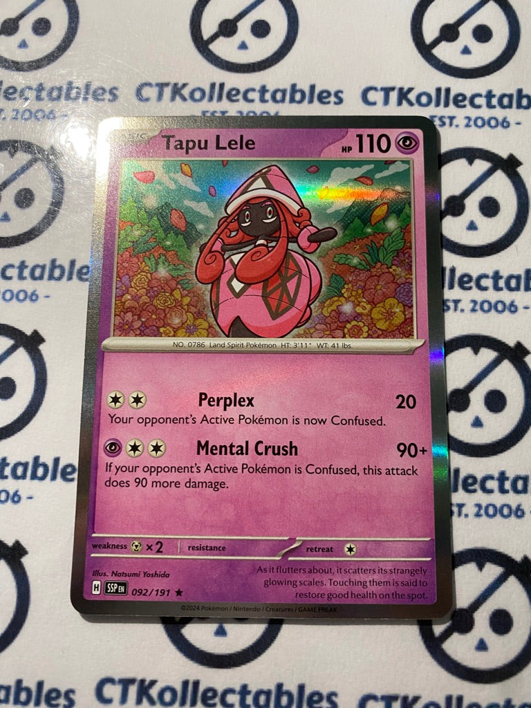 Tapu Lele Holo Rare #092/191 Surging Sparks Pokmon TCG 2024 CTKollectables Tapu Lele Holo Rare #092/191 Surging Sparks Pokmon TCG 2024 CTKollectables