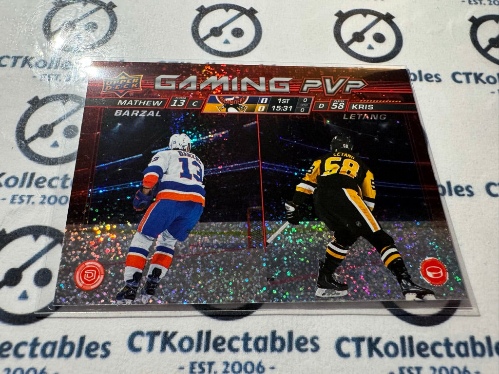 2024-25 Upper Deck Hockey Series 1 Barzal/Letang Gaming PVP GPVP-15 Speckle NHL