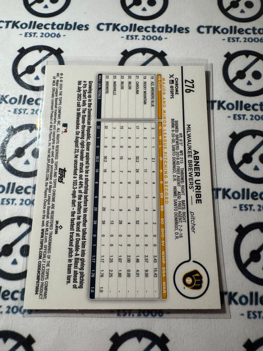 2024 Topps Chrome Baseball Abner Uribe rookie card RC #276 Brewers