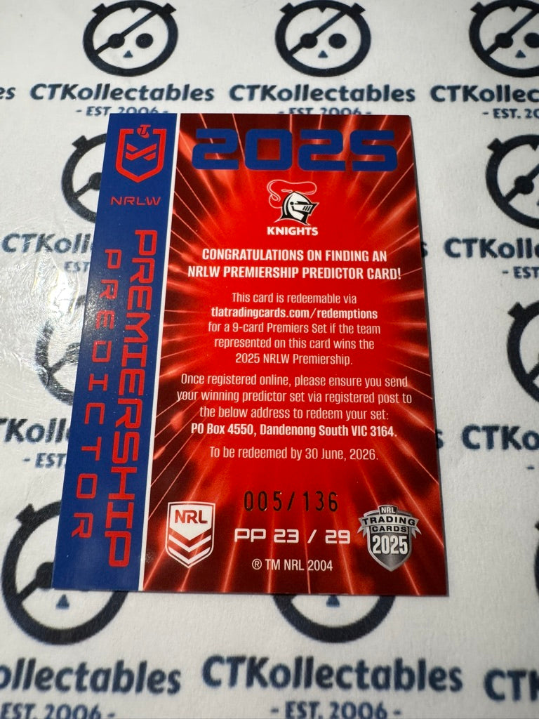 2025 NRL Traders NRLW Womens Newcastle Knights Premiership Redemption #005/136