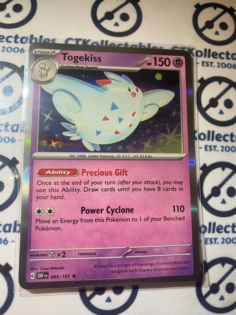 Togekiss Holo Rare #085/197 2023 Obsidian Flames Pokemon Card CTKollectables Togekiss Holo Rare #085/197 2023 Obsidian Flames Pokemon Card CTKollectables