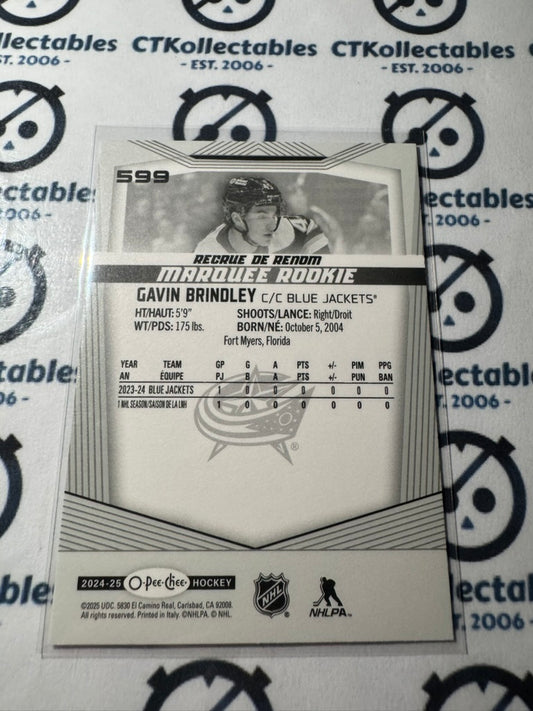 2024-25 O-Pee-Chee Hockey Marquee Rookie #599 Gavin Brindley Blue Jackets