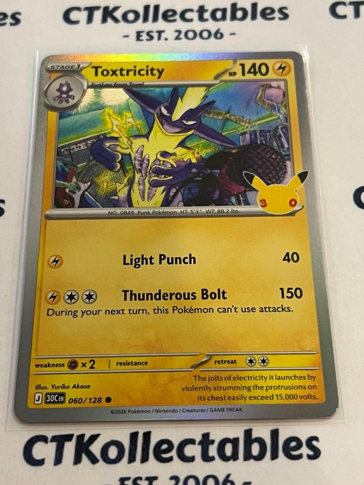 Toxtricity 060/128 Holo Foil ENG 30th Anniversary Celebration Pokemon TCG